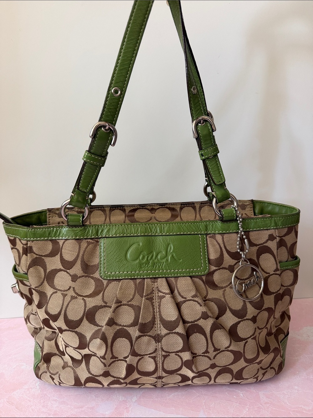 Coach Signature F14281 Pleated East West Gallery Shoulder Bag